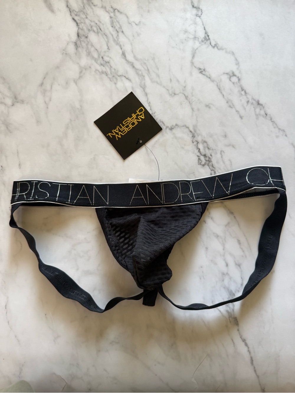 Andrew Christian Almost Naked Fly Brief Jock Thong Hybrid Black Mesh S NWT